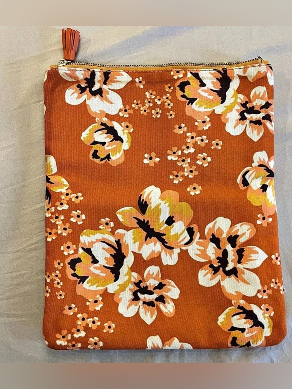 Rachel Pally Retro Floral Canvas & Mustard Yellow Faux Leather Foldover Clutch